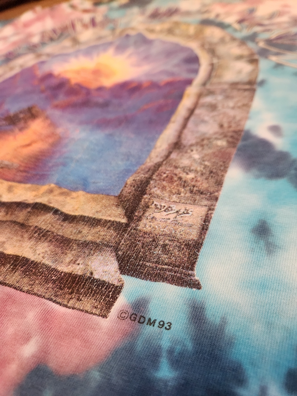 Vintage 1993 Grateful Dead Tie-Dye Sun & Moon Skeleton Tee Large MSG Concert - Picture 2 of 10
